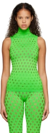 Maisie Wilen Green Perforated Tank Top In Chartreuse