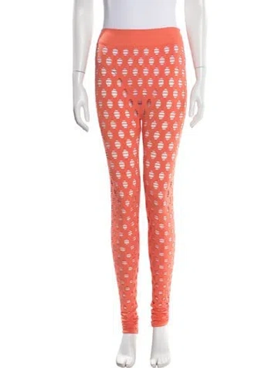 Pre-owned Maisie Wilen Lace Pattern Cutout Accent Sweatpants In Orange