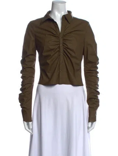 Pre-owned Maisie Wilen Long Sleeve Button-up Top In Green
