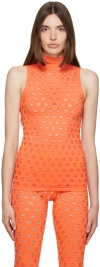 Maisie Wilen Orange Perforated Tank Top In Carrot Carrot
