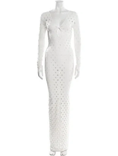 Pre-owned Maisie Wilen Patterned Long Dress In White