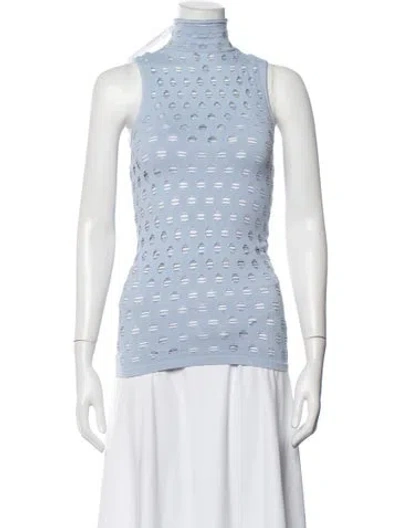 Pre-owned Maisie Wilen Patterned Mock Neck Top In Blue