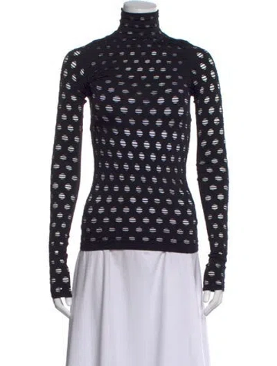 Pre-owned Maisie Wilen Patterned Turtleneck Top In Black
