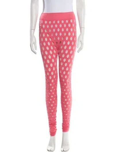 Pre-owned Maisie Wilen Polka Dot Print Cutout Accent Sweatpants In Pink