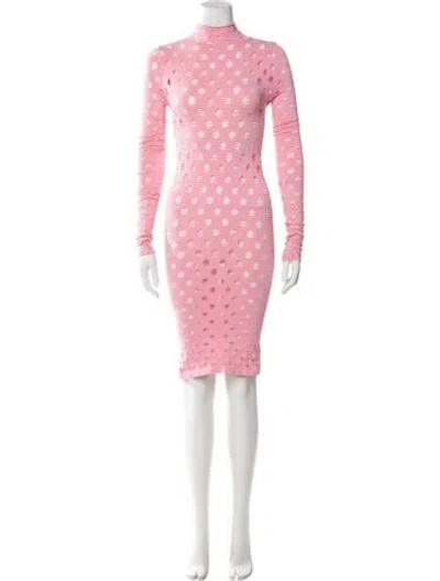 Pre-owned Maisie Wilen Polka Dot Print Knee-length Dress In Pink