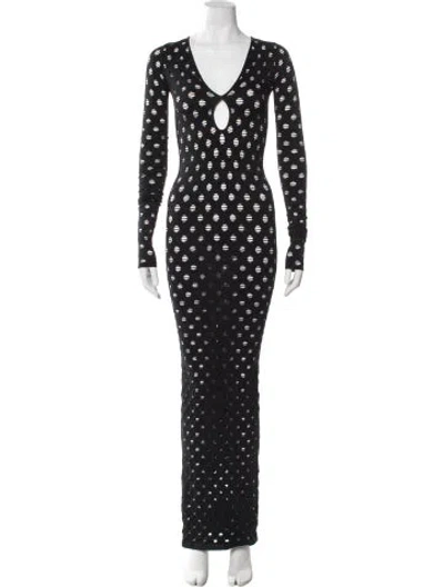Pre-owned Maisie Wilen Polka Dot Print Long Dress In Black