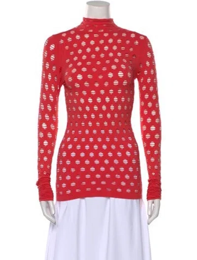 Pre-owned Maisie Wilen Polka Dot Print Turtleneck Top In Pink