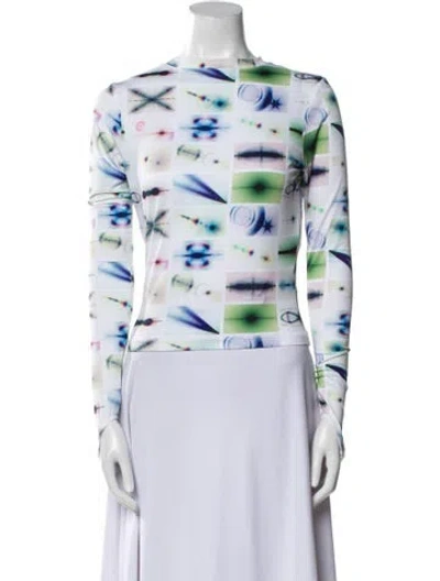 Pre-owned Maisie Wilen Printed Bateau Neckline Sweatshirt In Blue