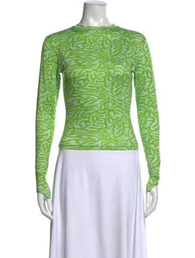 Pre-owned Maisie Wilen Printed Crew Neck Top In Green