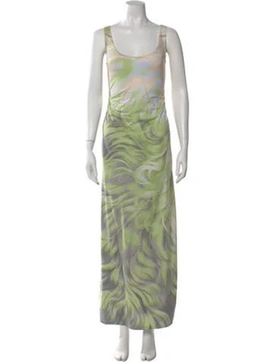 Pre-owned Maisie Wilen Printed Long Dress In Green