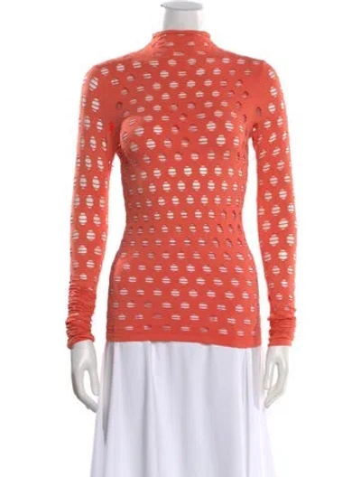 Pre-owned Maisie Wilen Printed Mock Neck Top In Orange