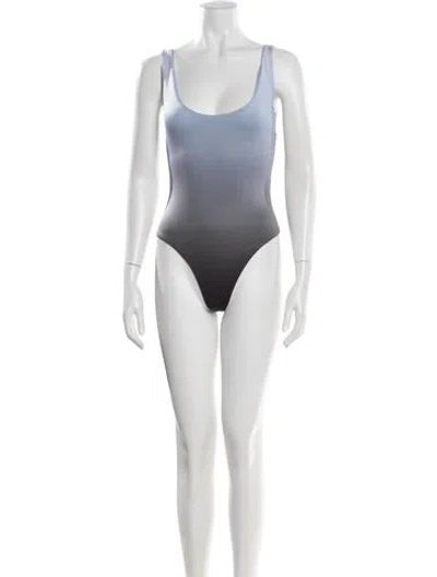 Pre-owned Maisie Wilen Printed Scoop Neck Bodysuit In Blue