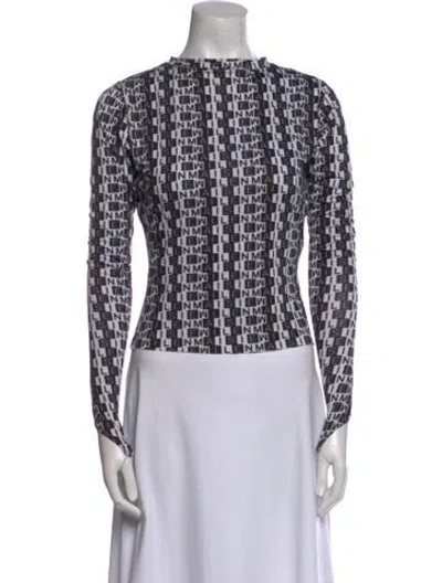 Pre-owned Maisie Wilen Printed Scoop Neck Top In White