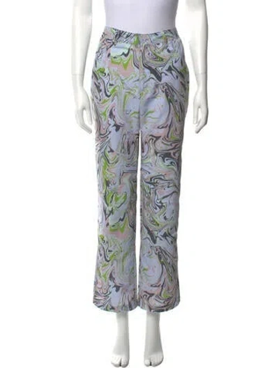 Pre-owned Maisie Wilen Printed Straight Leg Pants In Blue