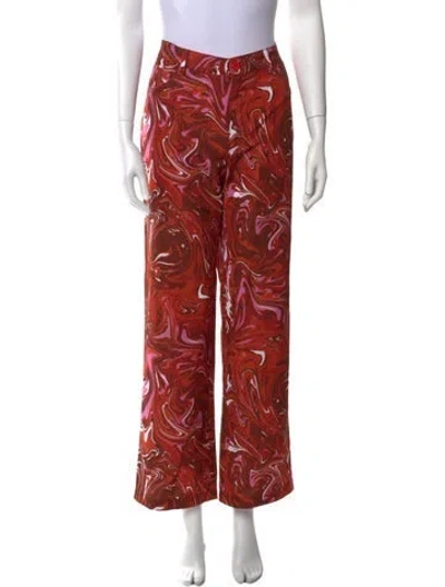 Pre-owned Maisie Wilen Printed Wide Leg Pants In Orange