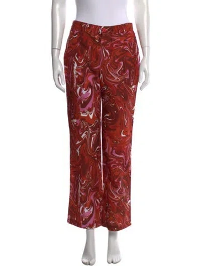 Pre-owned Maisie Wilen Printed Wide Leg Pants In Orange
