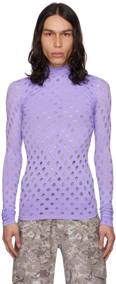 Maisie Wilen Purple Perforated Turtleneck In Ube
