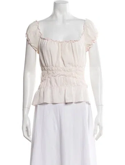 Pre-owned Maisie Wilen Square Neckline Short Sleeve Top In Pink