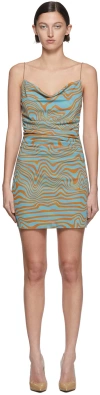 Maisie Wilen Ssense Exclusive Orange And Blue Mesh Slip Dress In Orange/blue