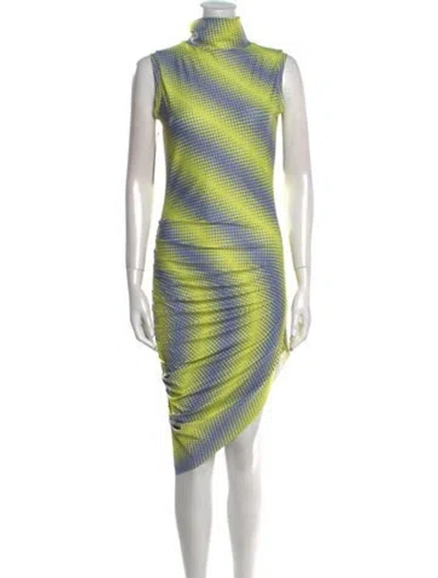 Pre-owned Maisie Wilen Striped Knee-length Dress In Green