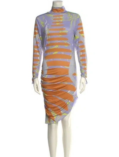 Pre-owned Maisie Wilen Striped Knee-length Dress In Purple