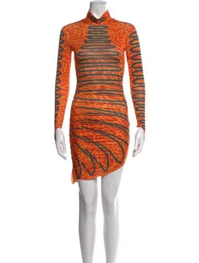 Pre-owned Maisie Wilen Striped Mini Dress In Orange