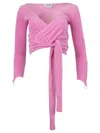 Maisie Wilen Terry Cropped Dramady Top In Pink