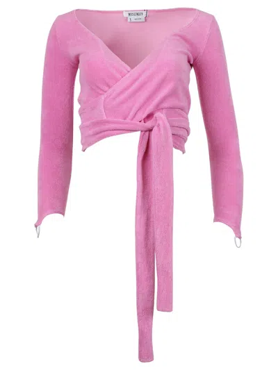 Maisie Wilen Terry Cropped Dramady Top In Pink