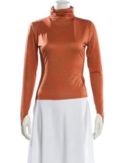 Pre-owned Maisie Wilen Turtleneck Long Sleeve Top In Orange