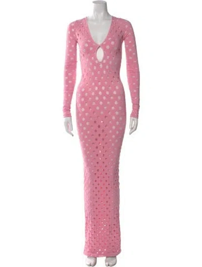 Pre-owned Maisie Wilen V-neck Long Dress In Pink