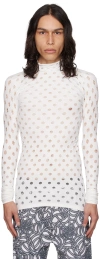Maisie Wilen White Perforated Turtleneck In Sugar
