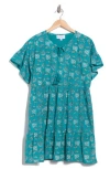 Maisie Yessie Floral Cotton Babydoll Dress In Blue