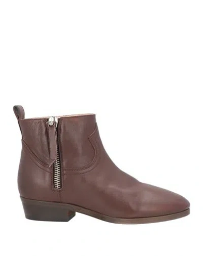 Maison Agostini Woman Ankle Boots Cocoa Size 8 Soft Leather In Brown