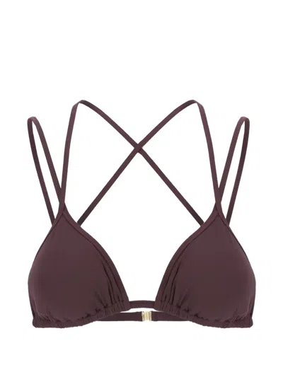 Maison Anami Criss-cross Strap Bikini Top In Brown