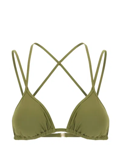 Maison Anami Cross-strap Triangle Bikini Top In Green