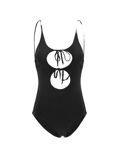 Maison Anami Cut-out Reversible Swimsuit In Black