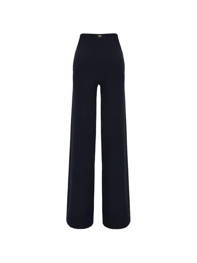 Maison Anami Logo-plaque Wide-leg Trousers In Blue