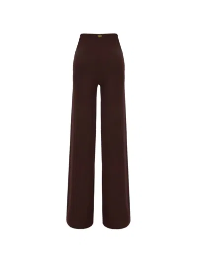 Maison Anami Logo-plaque Wide-leg Trousers In Red