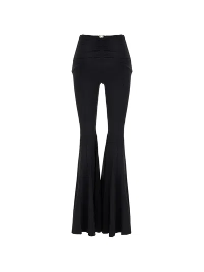 Maison Anami Ruched Flared Trousers In Black
