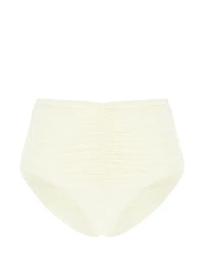 Maison Anami Ruched High-waisted Bikini Bottoms In Brown