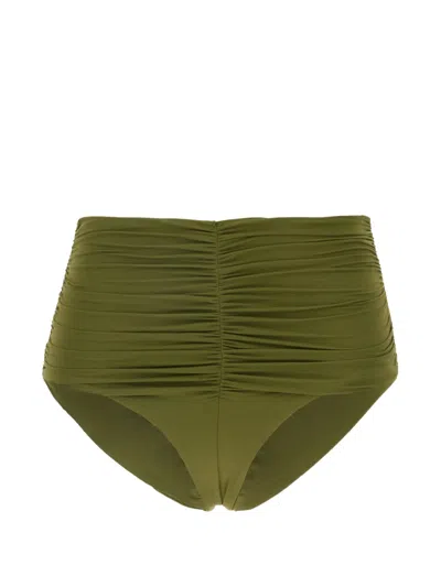 Maison Anami Ruched High-waisted Bikini Bottoms In Green
