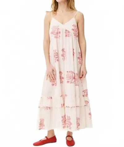 Maison Anana Cosette Embroidered Dress In Pink And White In Multi