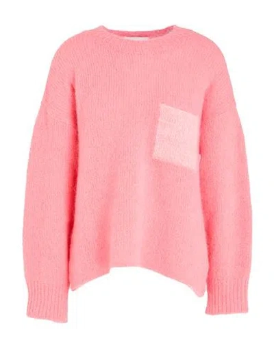 Maison Anje Woman Sweater Coral Size M Wool, Mohair Wool, Polyamide, Elastane In Pink