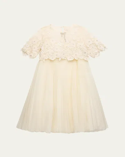 Maison Ava Kids' Anne Embellished Floral Dress In Ivory
