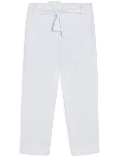Maison Ava Kids' Belted Straight-leg Trousers In White