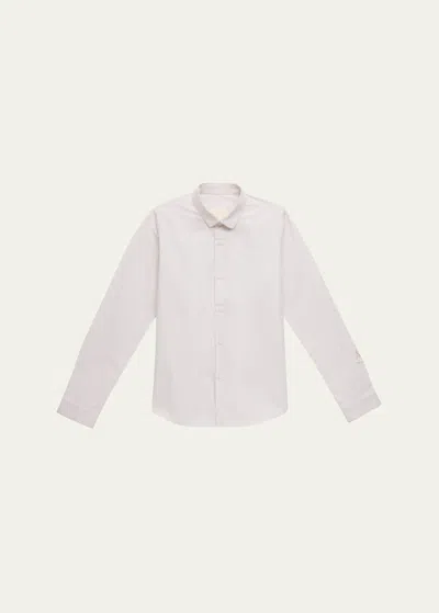 Maison Ava Kids' Boy's Duke Striped Button Down Shirt In White