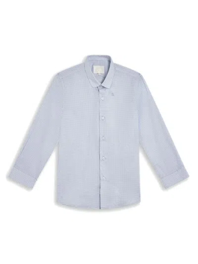 Maison Ava Kids' Checked Long-sleeve Shirt In White