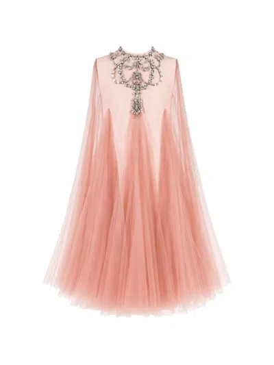 Maison Ava Kids' Crystal-embellished Panelled Dress In Pink