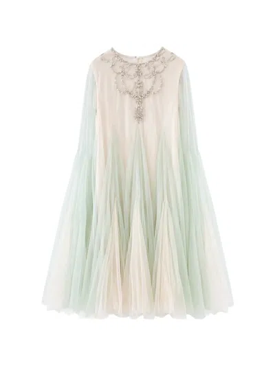 Maison Ava Crystal-embellished Tulle-panelled Dress In Neutral