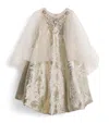 Maison Ava Embellished Dress With Cape In Gold